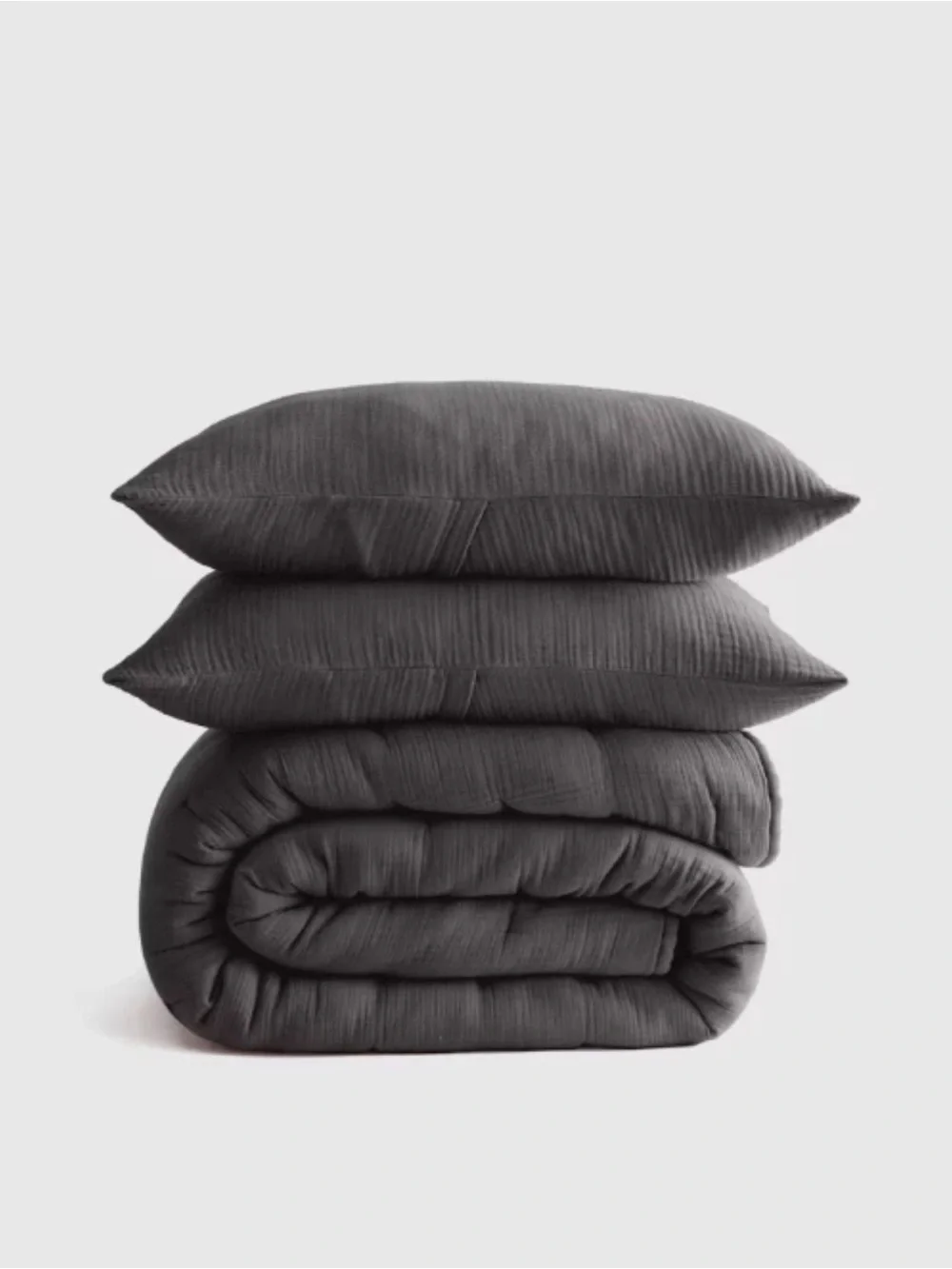 Quince Organic Cotton Airy Gauze Dream Quilt Set -Queen - Color: Charcoal